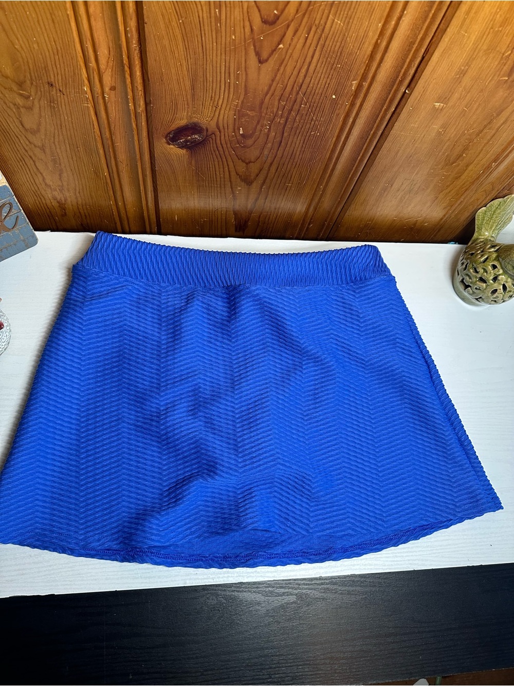 Lands' End Royal Blue Textured Circle Skirt